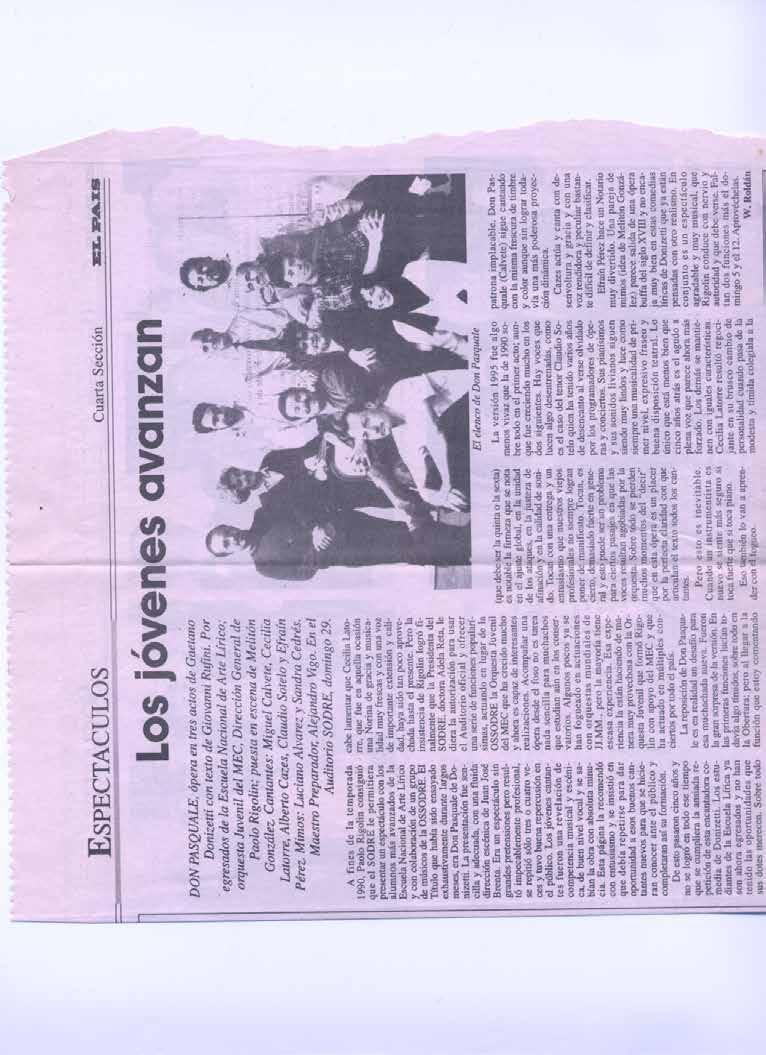 1995 août Don Pasquale // article de presse Música : Gaetano Donizetti Livret :