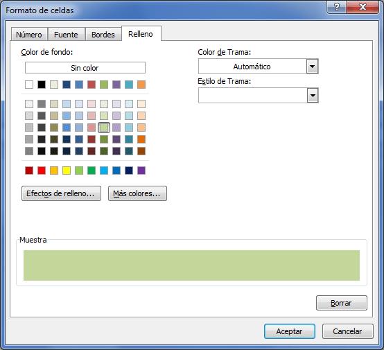 Haz clic en el botón Formato y en la sección Relleno selecciona el color de tu