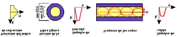luminosos se encuentran enfocados hacia el eje de la fibra como se puede ver en la Figura 3.15.