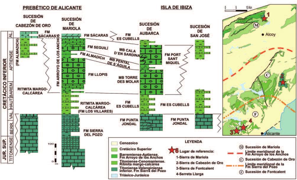 J.A. Díaz de Neira y J. Gil-Gil 103 litofacies, posición estratigráfica, espesor y edad, se correlaciona con la ritmita calcárea (Fig.