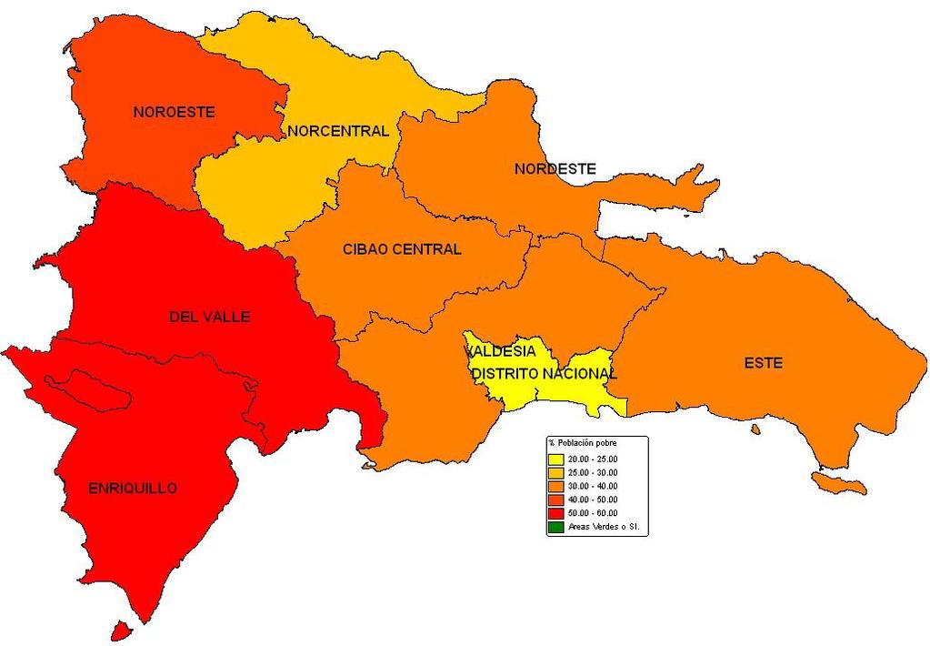 Mapa regional de la Pobreza Monetaria, abril 2010 % Población pobre en