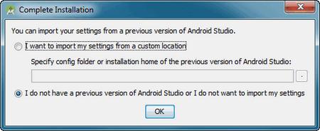 Llegará a una pantalla donde se piden las localizaciones del programa en si (Android Studio) y la ubicación del SDK, que es donde se descargarán y guardarán todas las APIs y