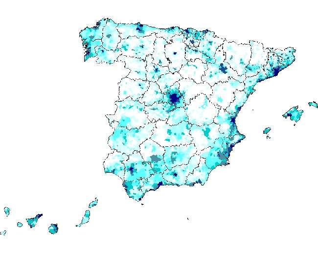 CARACTERÍSTICAS DE ESPAÑA: Pautas de distribución España presenta una desigual distribución de la