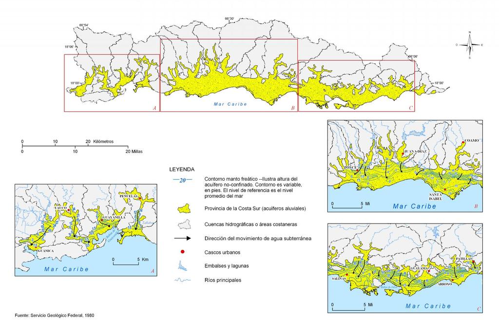 Figura 6-15 Mapa potenciométrico de condiciones hidrológicas existentes
