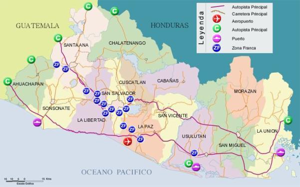 Ficha logística de El Salvador De acuerdo al Foro Económico Mundial, en la categoría de infraestructura de transporte, El Salvador ocupa el puesto 63 a nivel mundial.