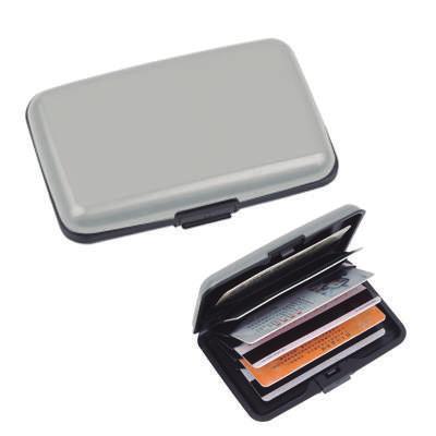Material:ASB Medidas: 11*5*3cm PORTA TARJETAS DREEM Porta tarjeta elegante, negro simulación de cuero con bordes metálicos.