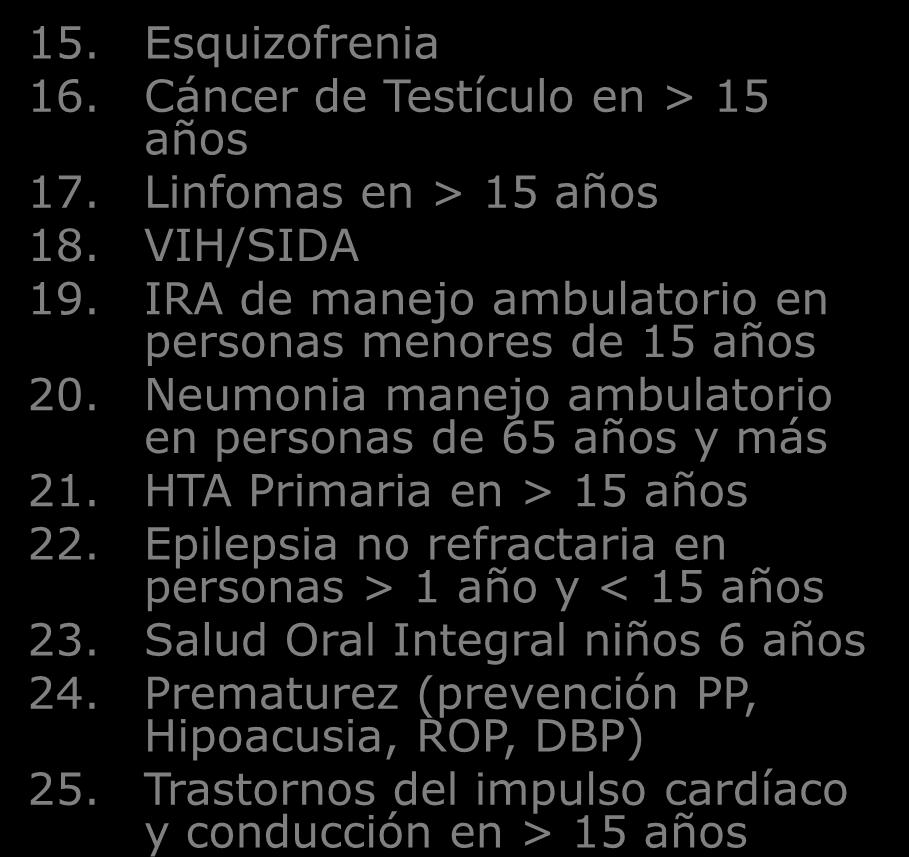 Primer Régimen de Garantías Explícitas en Salud DECRETO Nº 170 (rigió entre el 1º Julio 2005 y el 1º Julio 2006 ) 1. Insuficiencia Renal Crónica 2. Cardiopatías Congénitas <15a. 3.
