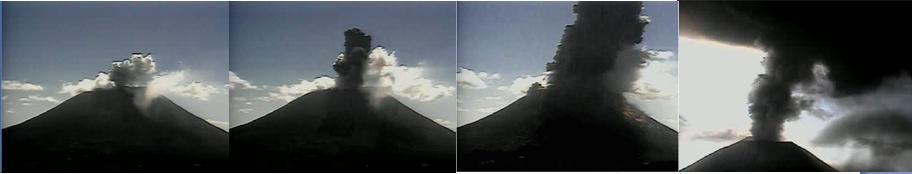 2.3.1. Fases de la erupción La secuencia de la erupción fue captada por la cámara web ubicada en el volcán Pacayal, 8 km al noroeste del volcán de San Miguel (figura 12).
