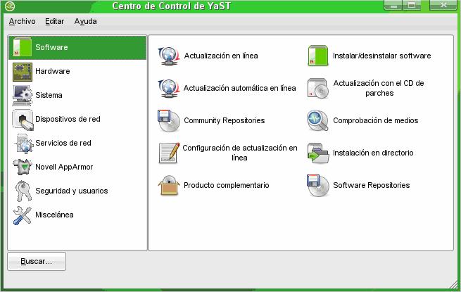 YaST YaST (Yet another Setup Tool) es una aplicación incluida en la distribución de Linux SUSE. Esta herramienta facilita la administración del sistema y entre otras cosas la instalación de software.