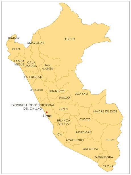 Gráfica 2: División administrativa de Perú Inteligencia de mercados - Perfil económico y comercial de Perú Fuente: Gobierno de Perú En el 2012, la población peruana totalizó 29.549.