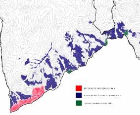 En el siguiente mapa puede verse cuales son las áreas más importantes desde un punto de vista botánico- de los montes de Ordunte (vertiente vizcaína).