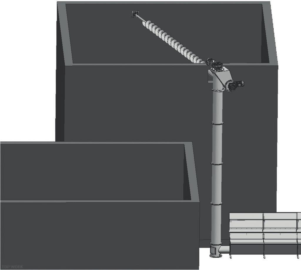 El sistema de llenado vertical HERZ Caudal de llenado 60 m3/h Hasta 120 m3/h para una sistema doble El sistema El sistema de llenado vertical HERZ permite transportar astillas o pellets a través de