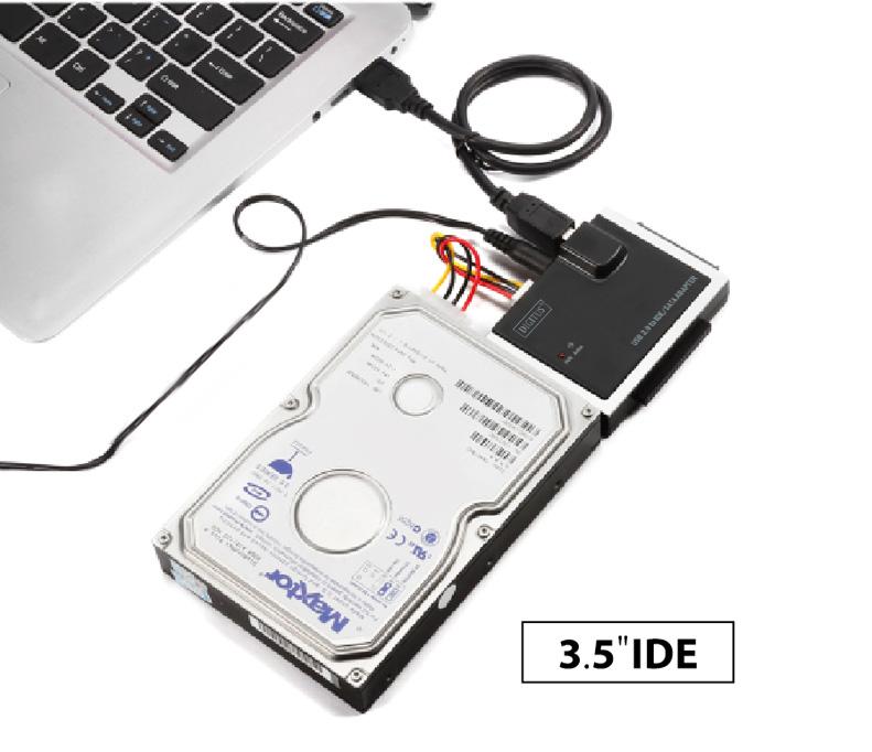 Para una unidad de disco duro IDE de 3,5" (1) Conecte la unidad de disco duro IDE de 3,5" al ADAPTADOR USB 2.