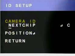 Ajustes Menu OSD H. CAMERA ID 1. Para abrir el menú Camera ID debe ajustar la opción Camera ID a ON 2. Para entrar en el menú [Camera ID] pulsar la tecla Menu/Set. 3.