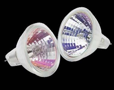 Halógena Lámparas conocidas como dicroicas, tienen un reflector, bulbo de cuarzo, filamento de
