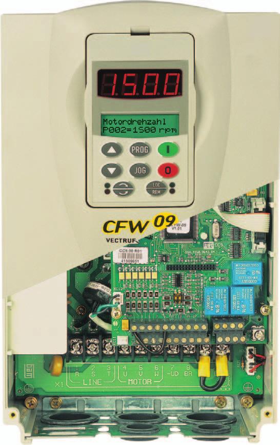 Un producto completo, dinámico y compacto Módulo de Interface serie RS232 opcional para conexión a ordenador PC Grado de Proteción NEMA1/IP20 Kit para montaje en carril DIN Display de LED s 7