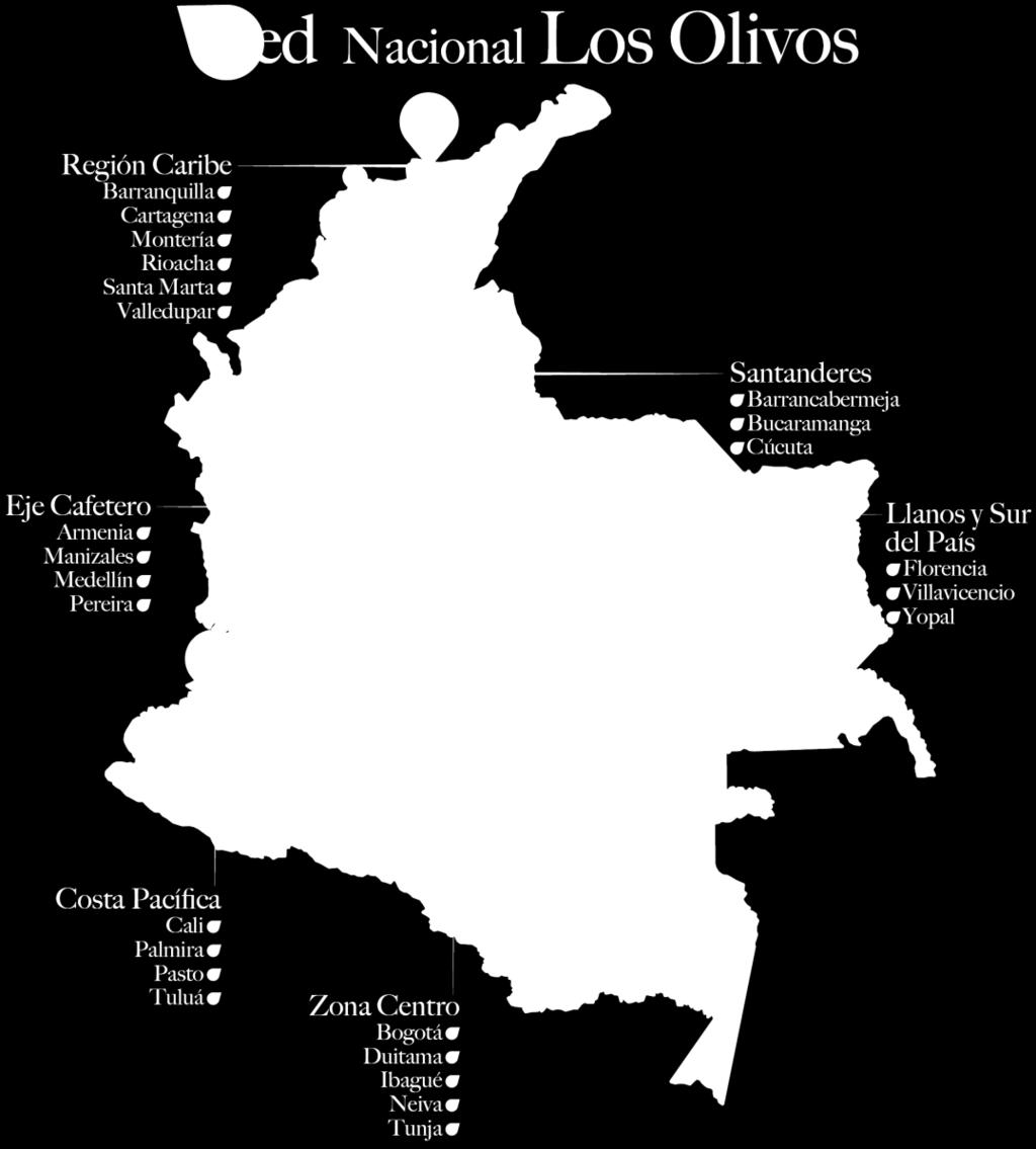Cobertura Nacional Los Olivos es la entidad de servicio exequial con mayor cubrimiento en Colombia.