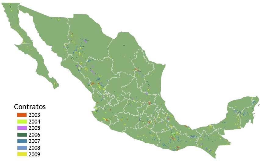 México: Pagos por Servicios Ambientales del Bosque (PSAB) Pagos por conservación M$/ha/año Bosque