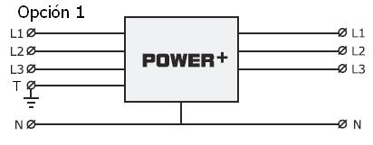 Modos de Operación UPS POWER+ UL La UPS POWER+ puede ser configurada para operar en cualquiera de las opciones indicadas en la siguiente tabla: Opción 1 Opción 2 Opción 3 Número de Fases