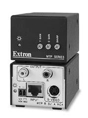 MTP T SV A RCA Mini transmisor de par trenzado MTP para S-video y audio Entrada: conector mini DIN hembra de 4 pines para S-Video y conectores RCA MTP T SV A RCA Transmisor de S-Video y audio - RCA.
