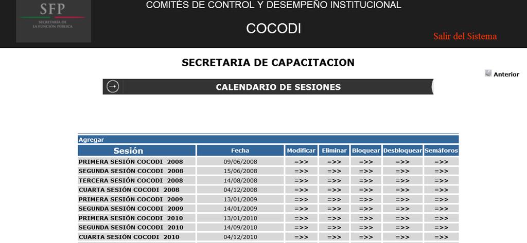 4. Calendario de Sesiones del COCODI.