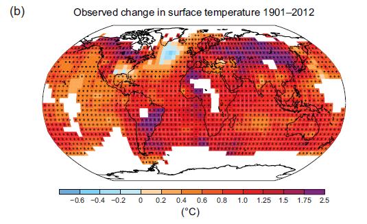 Evolución de la temperatura combinada de la atmósfera y los océanos