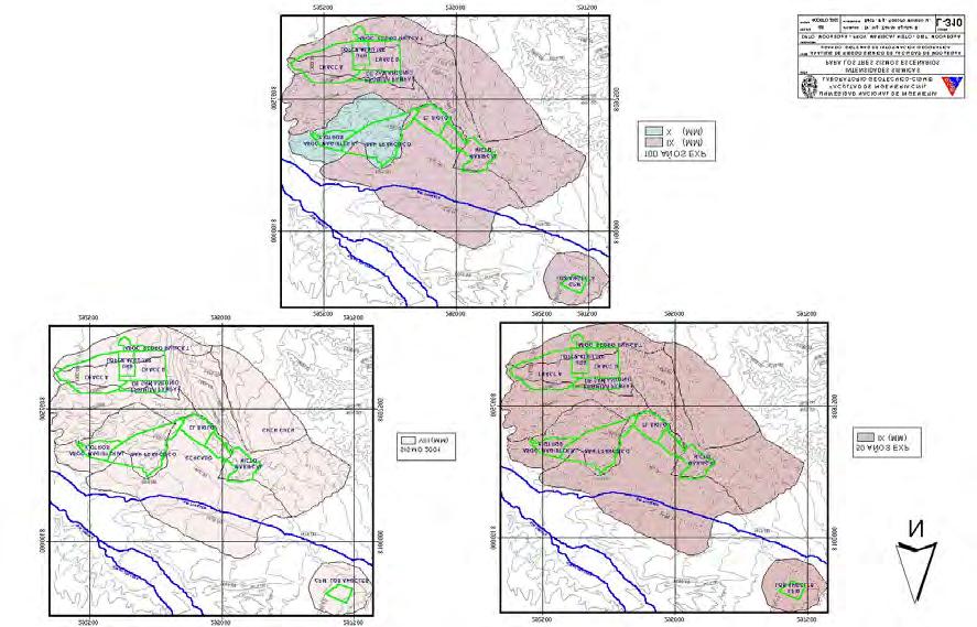 Figura 4. Intensidades sísmicas para los tres sismos escenarios 4. ANÁLISIS DE VULNERABILIDAD Y RIESGO SÍSMICO DE LA CIUDAD DE MOQUEGUA 4.
