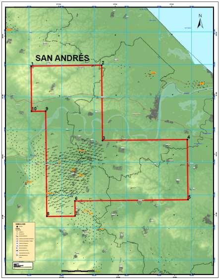 Información general del Área Contractual San Andrés Localizada en la porción Sur del Activo de Producción Poza Rica - Altamira de la Región Norte; se ubica aproximadamente a 35 Km, al Sureste de la
