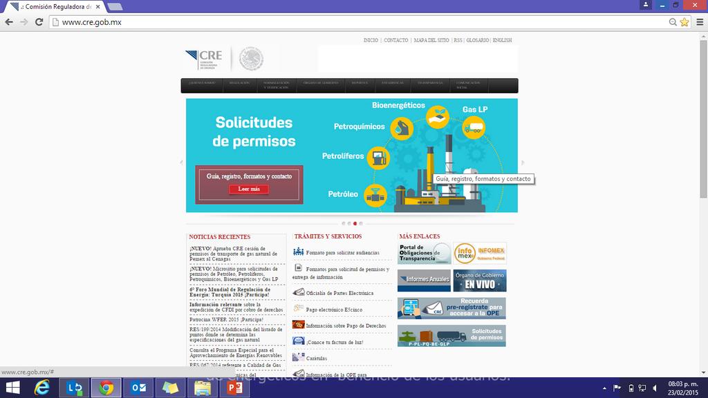 Paso 1 Pre - registro y acreditación del usuario Ingresar al sitio Petrolíferos en el banner correspondiente en la página de la Comisión Reguladora de