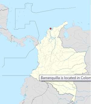 Barraquilla Colombia Departmento del Atlantico Ubicación Coordenadas: 10º55 de latitud Norte con respecto al meridiano de Bogotá y 76º46 de longitud al