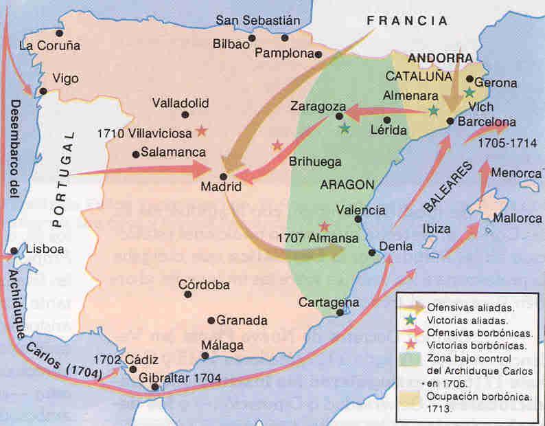 En el ámbito interior, esta guerra fue un enfrentamiento entre dos concepciones diferentes del estado. Castilla apoyó el centralismo de los Borbones.