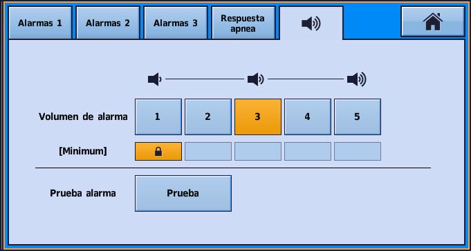 Alarmas Ajuste del volumen de la alarma El nivel de volumen del dispositivo Astral se puede configurar desde uno hasta cinco (cinco corresponde al más fuerte y tres es el predeterminado).