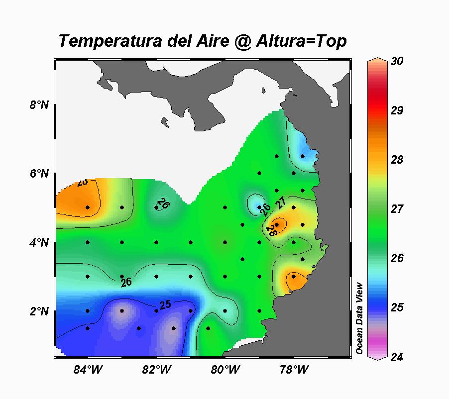 El comportamiento de la temperatura ambiente en la región de Colombia (Figura 29), indicó una estrecha relación con la temperatura superficial del mar.