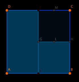 construye el cuadrado formado por los puntos E,B,H,G. Repite el proceso dos veces más. 1. Cálculo de áreas sobre el cuadrado Si la distancia del punto A al punto B es 1 m.