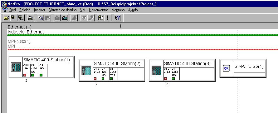 Uso del CP Ethernet con STEP 7 3. Si prefiere una representación gráfica de la red NetPro, seleccione el objeto de red Ethernet y accione Edición Abrir objeto.