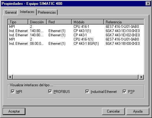 Uso del CP Ethernet con STEP 7 Vista en forma de tabla La tabla general del diálogo de propiedades de la estación brinda ventajas para obtener una visión de conjunto de los componentes utilizados