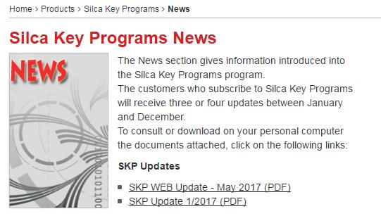 SKP - MISE À JOUR WEB Une nouvelle mise à jour du logiciel SILCA KEY PROGRAMS pour tous les abonnements WEB est disponible.