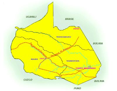 MADRE DE DIOS Madre de Dios es un departamento del Perú situada en el suroriente del país, abarcado en su totalidad por la Amazonia.