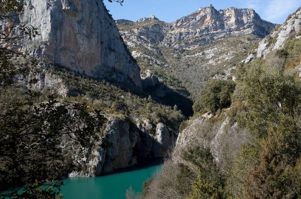 Río Cinca entre calizas del Santoniense- Campaniense, Cretácico Sup.