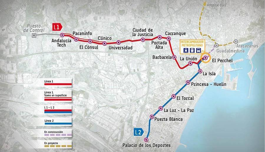 Red de Metro en la Ciudad de Málaga. Nueva Estación de Victoria Kent (líneas C1 y C2).