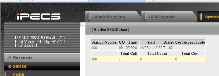 Para borrar la información de llamadas del SMDR vaya a SMDR Delete, introduzca el rango de