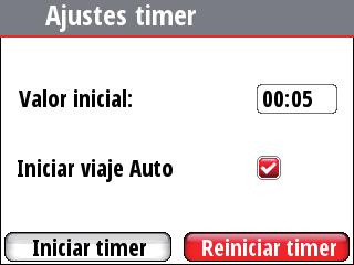 El timer podrá iniciarlo en cualquier momento si selecciona Iniciar timer en el menú Ajustes timer.