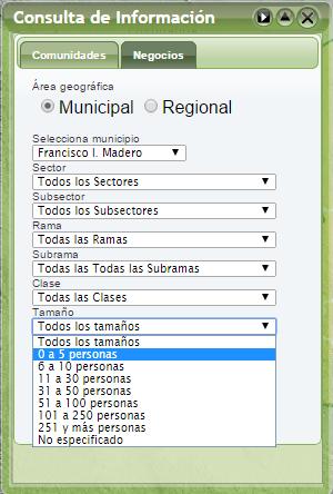 . Figura 3.2.17 - Ventana generada con los botones de las opciones Municipal y Regional.