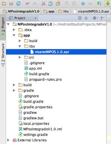 3. Configurar el archivo \app\build.grandle. a. Agregar las siguientes líneas en la raíz del archivo. repositories{ flatdir{ dirs 'libs' } } b.