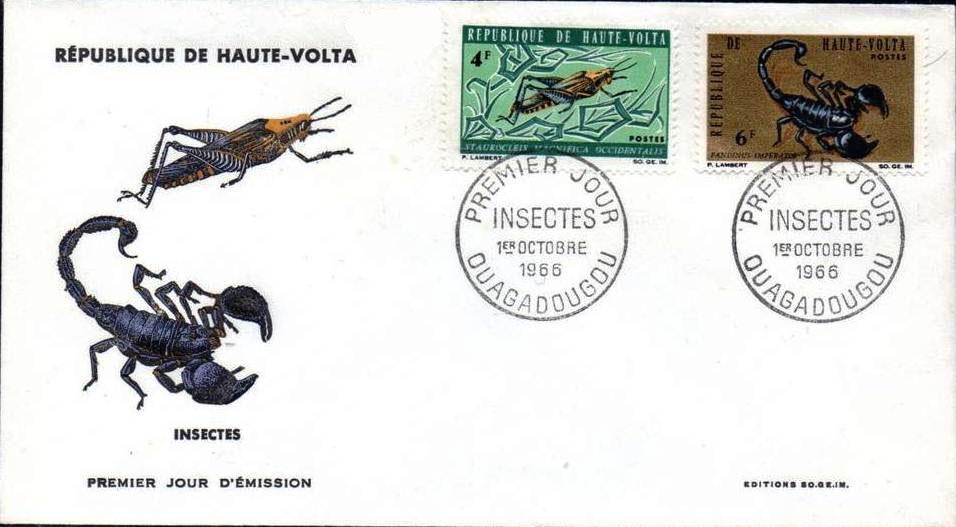 1966 : Fauna (Scott : 146, 148-149, 151, 160), primer dia de circulación, cancelado en