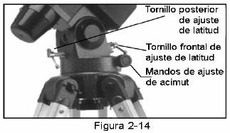 sino ajustando el telescopio verticalmente, en altitud, y horizontalmente, en acimut. Este apartado simplemente explica el movimiento adecuado del telescopio durante el proceso de alineación polar.