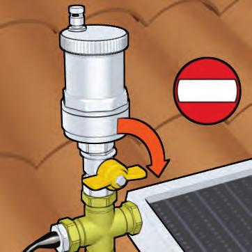 Llenado de la instalación Abrir la válvula de corte combinada con la válvula automática de purga de aire, instalada en el punto más alto de la