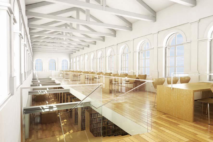 Sala de lectura de la biblioteca en el Coloseo. Biblioteca La nueva biblioteca contiene todas las especificaciones del programa y se unifica con la de la Academia.