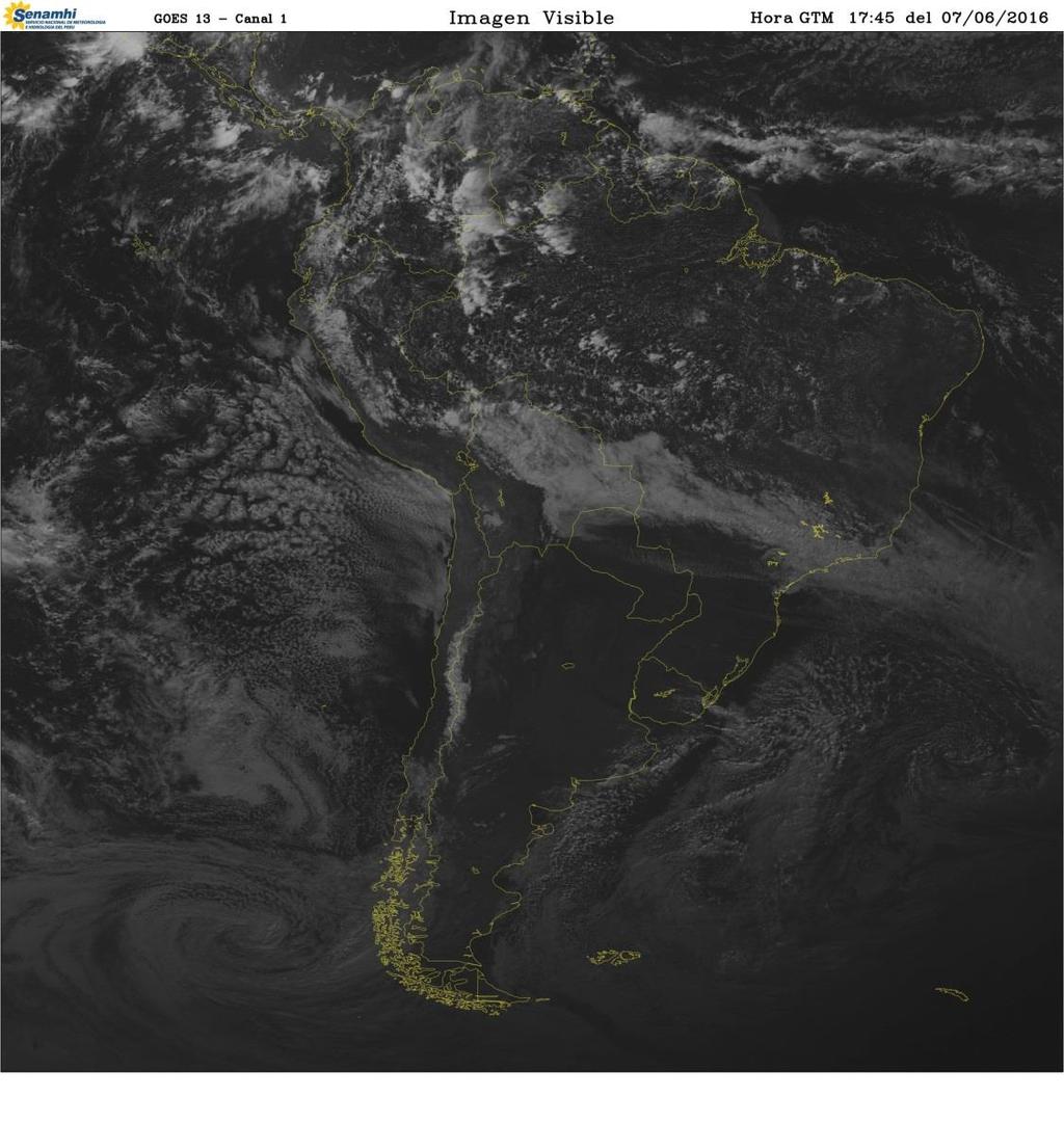 CONDICIONES DE TIEMPO PRESENTE - IMAGEN SATELITAL SUDAMÉRICA La Zona de Convergencia Inter Tropical se ubica entre los 7 y 13 N en el pacífico tropical (más al norte que días anteriores); mientras