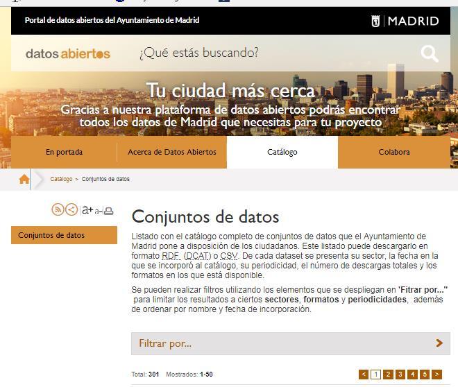 Retos Web Municipal (www.madrid.es) Publicación de datos estadísticos en el Portal de Datos Abiertos.